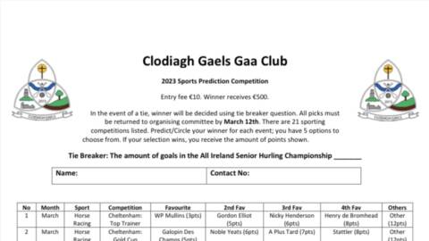 Clodiagh Gaels Gaa Club Sports Prediction Competition